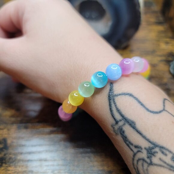 Colorful Aura Selenite Rainbow Bracelet - Picture 2 of 3